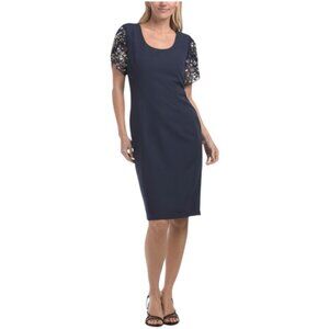 JS COLLECTIONS Short Sleeve Embellished Cocktail Dress